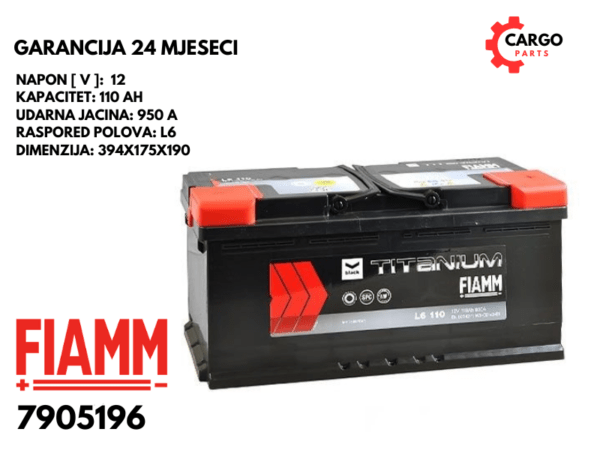 AKUMULATOR FIAMM 110Ah 950A L6 BLACK TITANIUM / 110 Ah