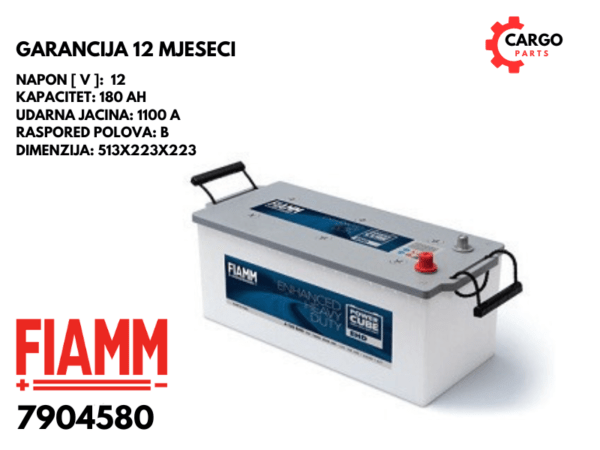 AKUMULATOR FIAMM 180Ah 1100A POWER CUBE B / 180 Ah KAMIONSKI