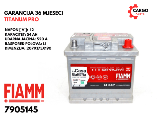 AKUMULATOR FIAMM 54Ah 520A TITANIUM PRO L1 / 54 Ah