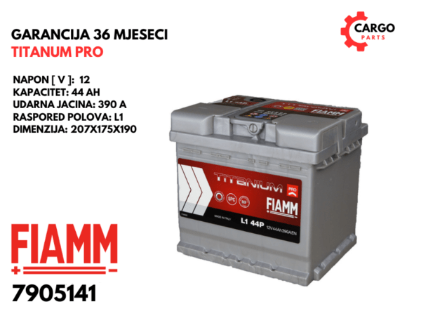 AKUMULATOR FIAMM 44Ah 390A TITANIUM PRO L1 / 44 Ah