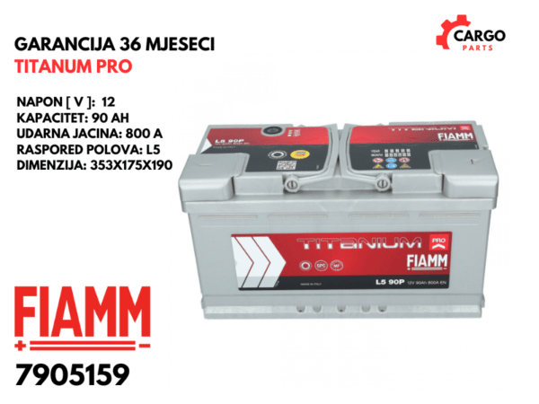 AKUMULATOR FIAMM 90Ah 800A TITANIUM PRO L5 / 90 Ah